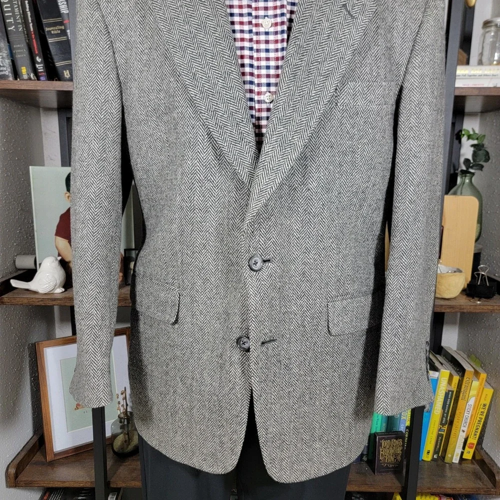 John Alexander Hartmarx Men's Tweed Sport Coat Blazer Two Button Herringbone 42R